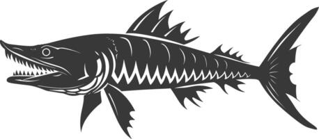 silueta barracuda animal negro color solamente vector