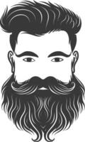 Silhouette beard hair mustache man only black color only vector