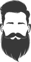 Silhouette beard hair mustache man only black color only vector
