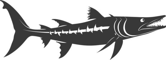 Silhouette Barracuda animal black color only vector