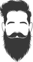 Silhouette beard hair mustache man only black color only vector