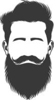 Silhouette beard hair mustache man only black color only vector