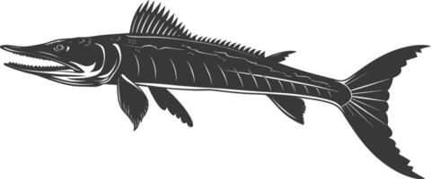 silueta barracuda animal negro color solamente vector