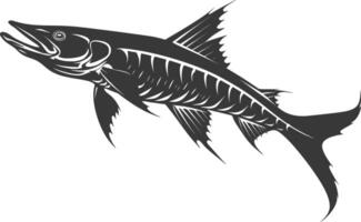 Silhouette Barracuda animal black color only vector