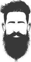 Silhouette beard hair mustache man only black color only vector