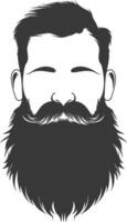 Silhouette beard hair mustache man only black color only vector