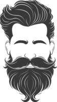 Silhouette beard hair mustache man only black color only vector