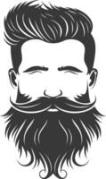 Silhouette beard hair mustache man only black color only vector