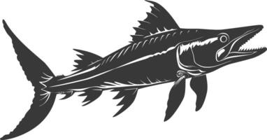 Silhouette Barracuda animal black color only vector