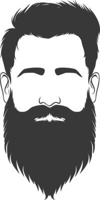 Silhouette beard hair mustache man only black color only