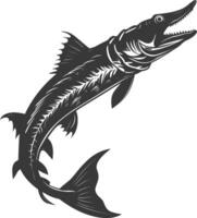 Silhouette Barracuda animal black color only vector