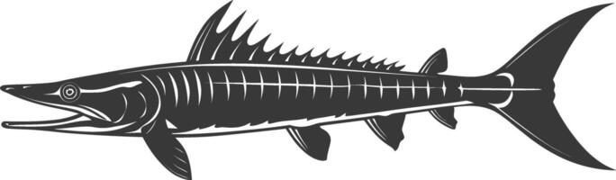 Silhouette Barracuda animal black color only vector