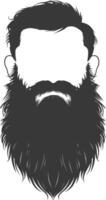 Silhouette beard hair mustache man only black color only vector