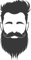 Silhouette beard hair mustache man only black color only vector