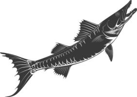 Silhouette Barracuda animal black color only vector