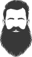 Silhouette beard hair mustache man only black color only vector