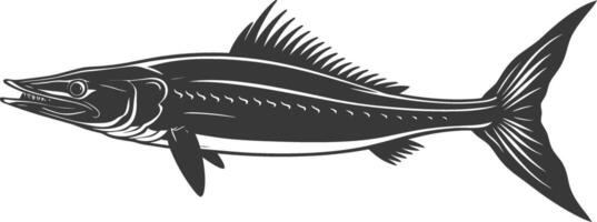 Silhouette Barracuda animal black color only vector