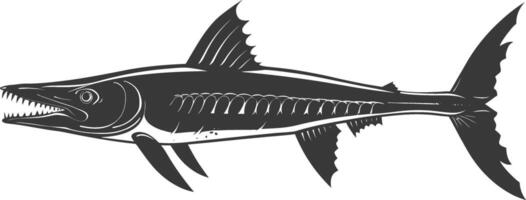 Silhouette Barracuda animal black color only vector