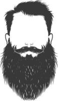 silueta barba pelo Bigote hombre solamente negro color solamente vector