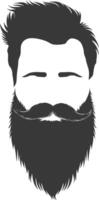 Silhouette beard hair mustache man only black color only vector