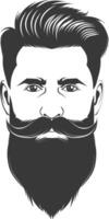 Silhouette beard hair mustache man only black color only vector