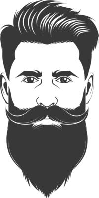 Silhouette beard hair mustache man only black color only
