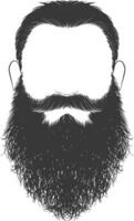 Silhouette beard hair mustache man only black color only vector