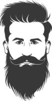 Silhouette beard hair mustache man only black color only vector