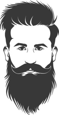 Silhouette beard hair mustache man only black color only