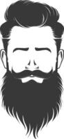 Silhouette beard hair mustache man only black color only vector