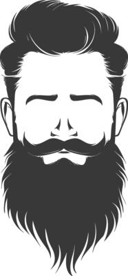 Silhouette beard hair mustache man only black color only