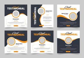 Client Testimonial Banner Design also Client Feedback Social Media Banner Set. vector