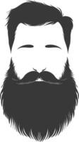 Silhouette beard hair mustache man only black color only vector