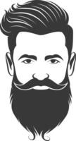 silueta barba pelo Bigote hombre solamente negro color solamente vector