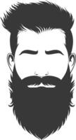 Silhouette beard hair mustache man only black color only vector