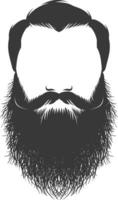 Silhouette beard hair mustache man only black color only vector