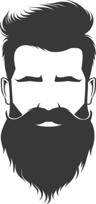 Silhouette beard hair mustache man only black color only