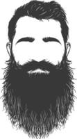 Silhouette beard hair mustache man only black color only vector