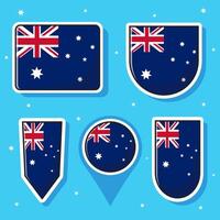 Flat cartoon illustration of Australia national flag with many shapes inside vector