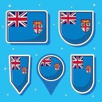 Flat cartoon illustration of Fiji national flag with many shapes inside vector