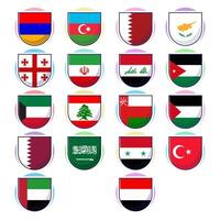 Cute cartoon illustration of West Asian countries flag icon mascot collection vector