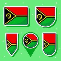 Flat cartoon illustration of Vanuatu national flag with many shapes inside vector