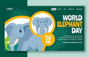 Elephant Day Social Media Landing Page Cartoon Hand Drawn Templates Background Illustration vector