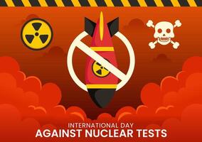 International Day Against Nuclear Tests Illustration for August 29 Features a Earth, and Rocket Bomb in a Flat Style Cartoon Background vector