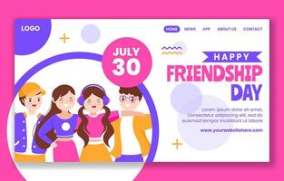 Friendship Day Social Media Landing Page Cartoon Hand Drawn Templates Background Illustration vector