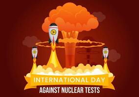 International Day Against Nuclear Tests Illustration for August 29 Features a Earth, and Rocket Bomb in a Flat Style Cartoon Background vector