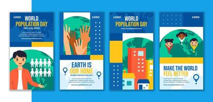 Population Day Social Media Stories Flat Cartoon Hand Drawn Templates Background Illustration vector