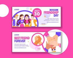 Friendship Day Horizontal Banner Flat Cartoon Hand Drawn Templates Background Illustration vector