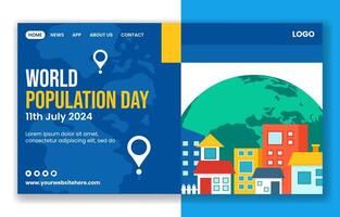 Population Day Social Media Landing Page Cartoon Hand Drawn Templates Background Illustration vector