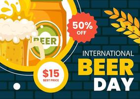 Beer Day Social Media Background Illustration Flat Cartoon Hand Drawn Templates vector